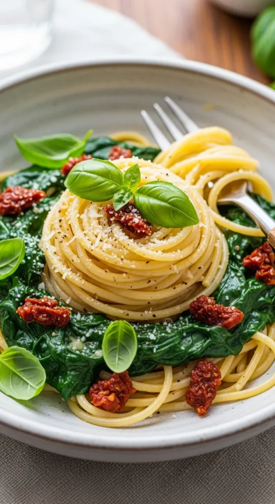 Eating Well Spaghetti With Spinach And Sun Dried Tomato Cream Sauce