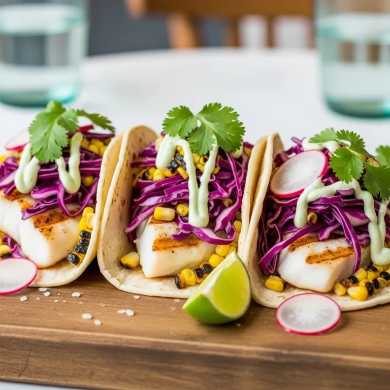 Grilled Fish Tacos with Lime Crema