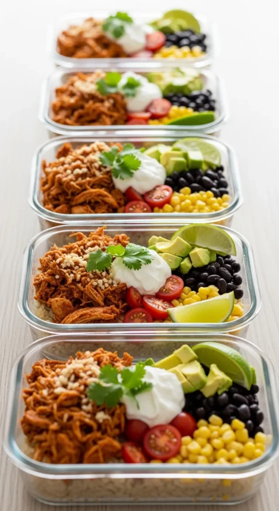 High Protein Chicken Burrito Bowl Meal Prep