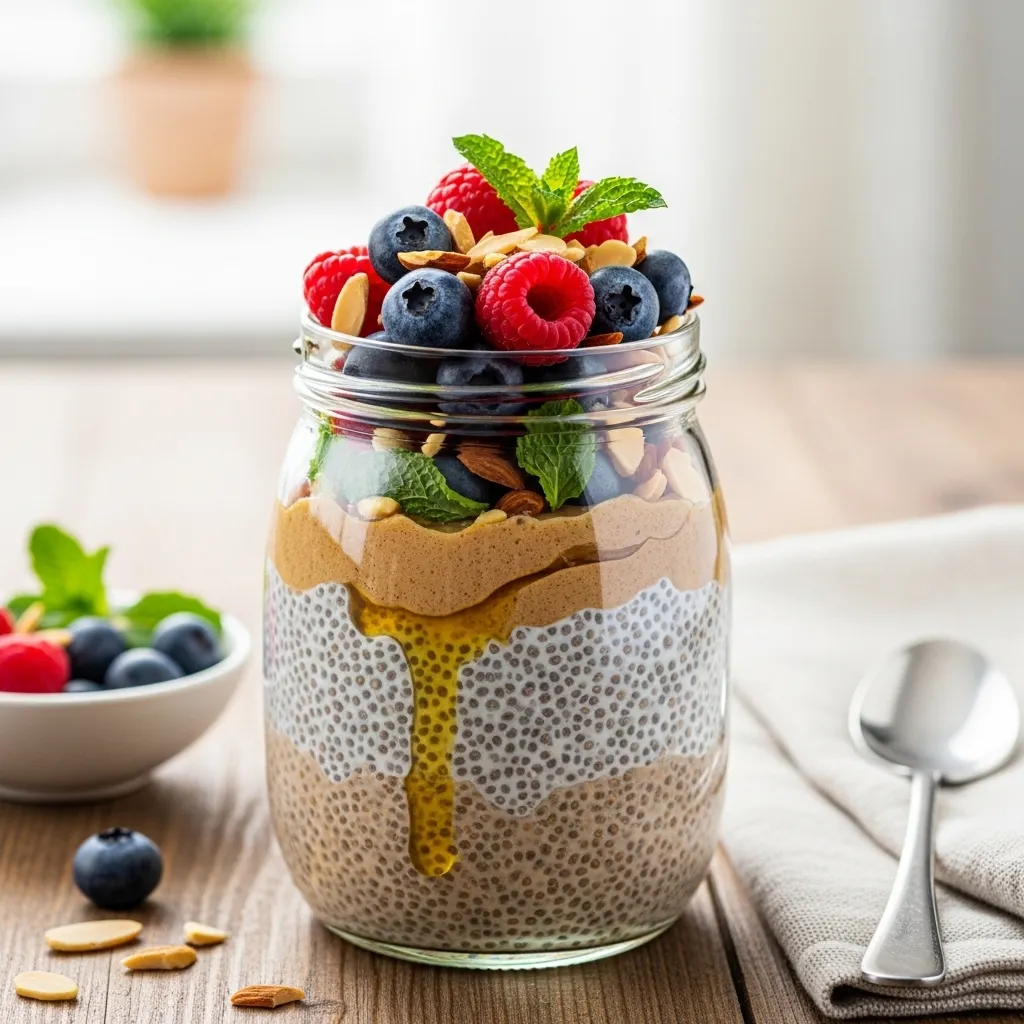 Chia Seed Pudding With Almond Milk and Protein Powder