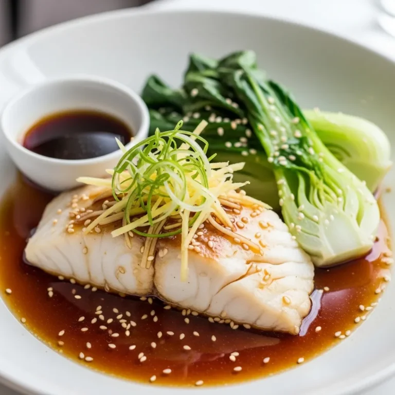 Steamed Halibut with Ginger Soy Sauce