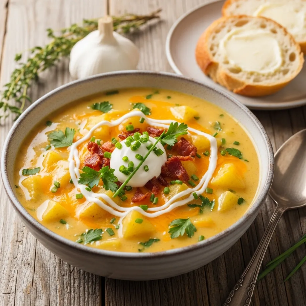 Cheddar Garlic Herb Potato Soup Recipe