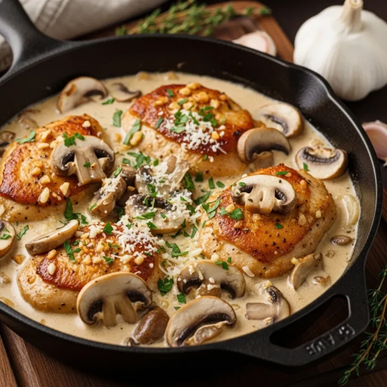 Creamy Garlic Parmesan Mushroom Chicken (Low Carb Keto)