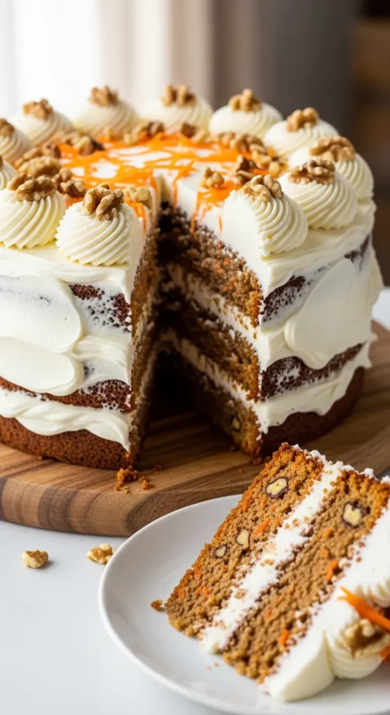 Carrot Cake with Walnuts and Cream Cheese Frosting