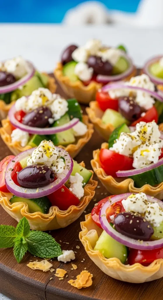 Greek Salad Cups with Feta and Olives