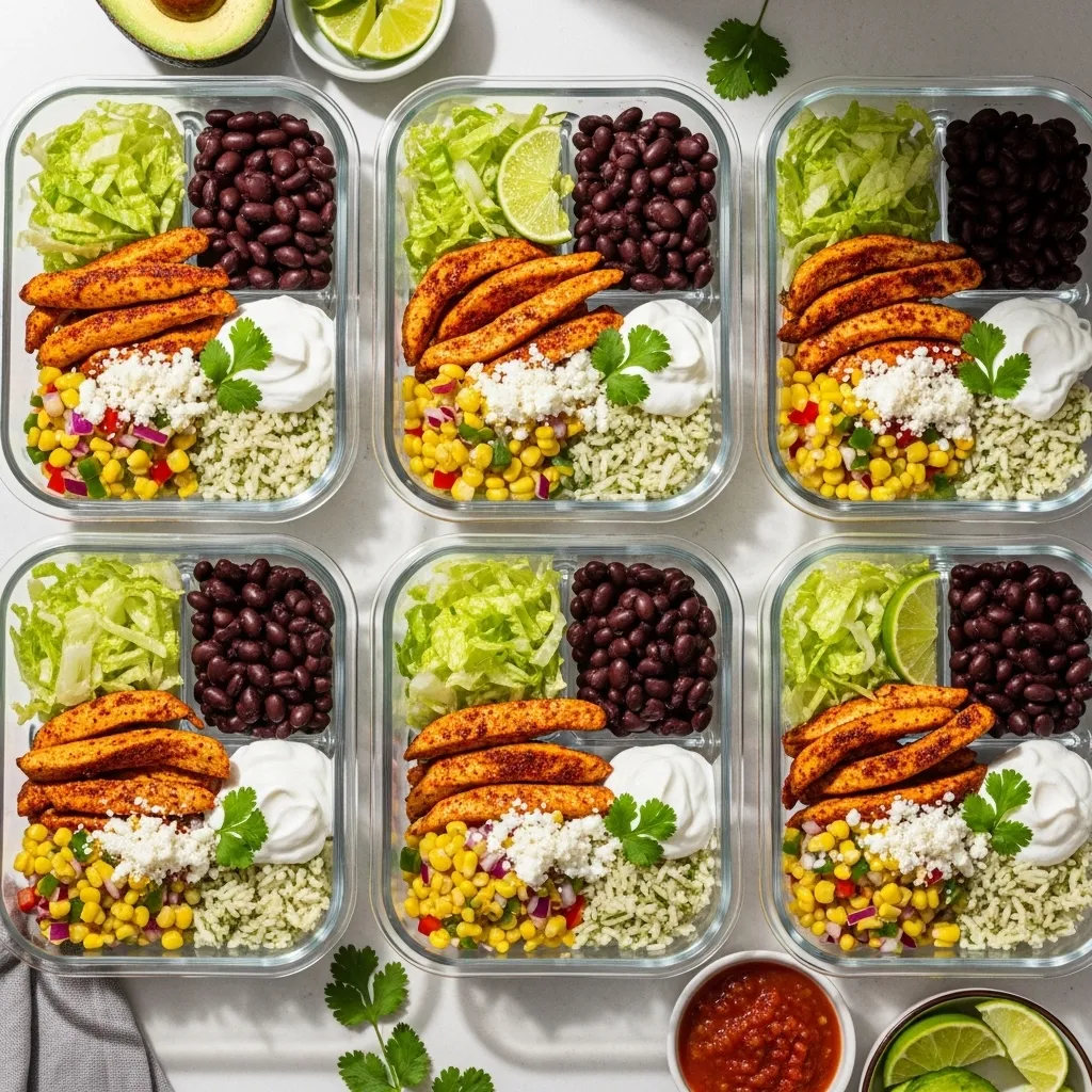 High Protein Chicken Burrito Bowl Meal Prep