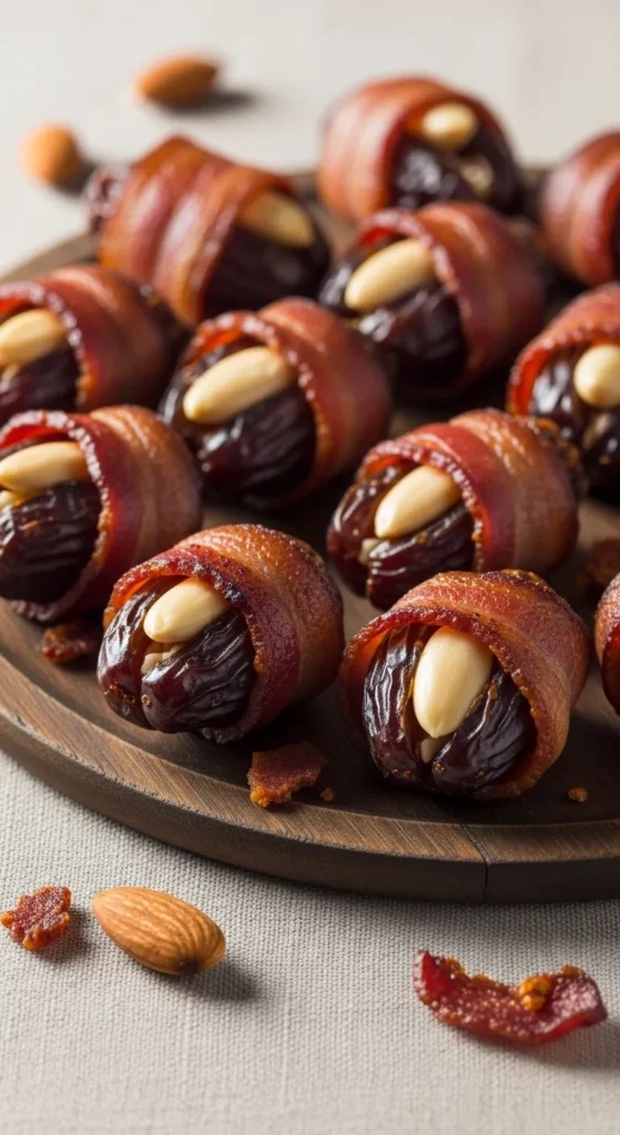 Bacon-Wrapped Dates with Almonds