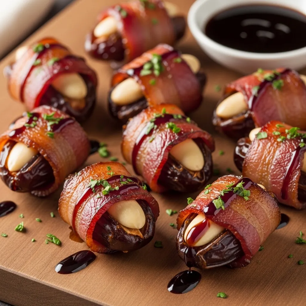 Bacon-Wrapped Dates with Almonds
