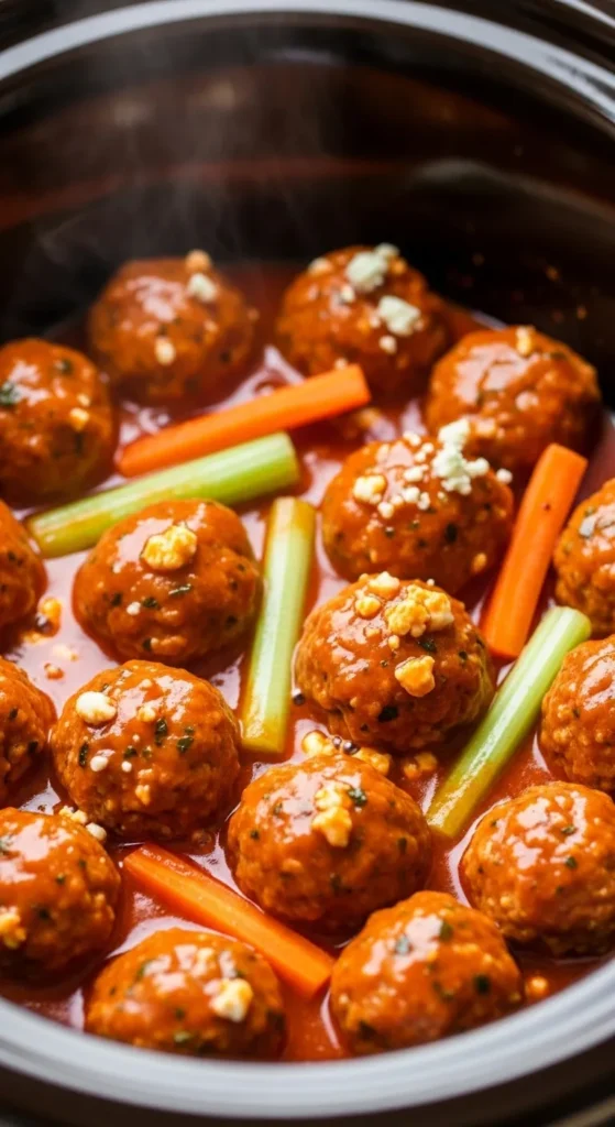 Buffalo Chicken Meatballs In Crockpot