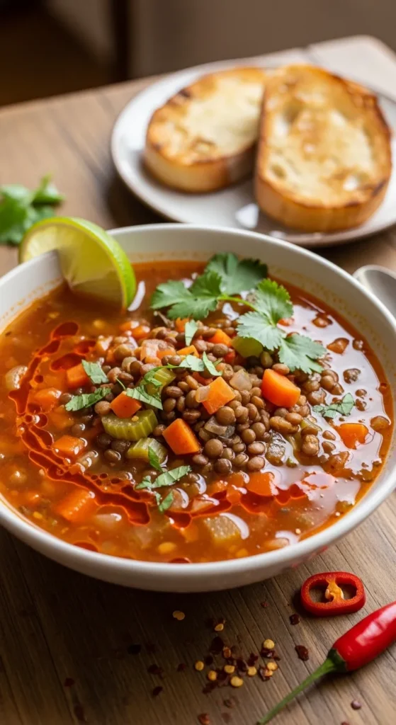Spicy Vegetarian Lentil Soup