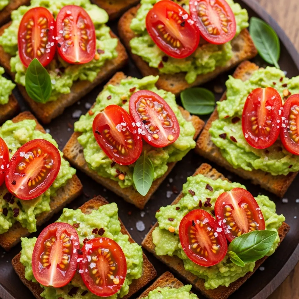 Avocado Toast Bites with Cherry Tomatoes