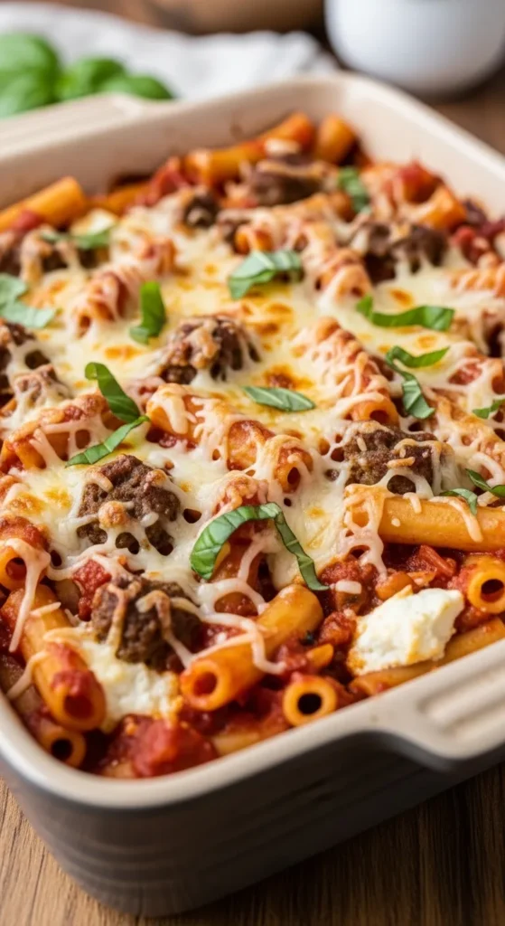Cheesy Baked Ziti With Italian Sausage