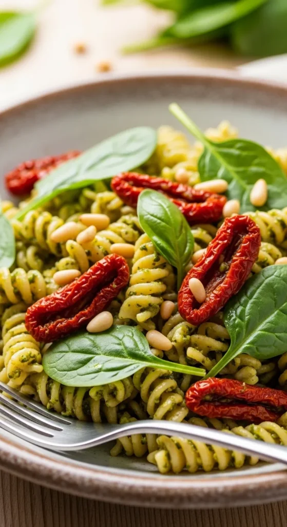 Pesto Pasta with Sun-Dried Tomatoes