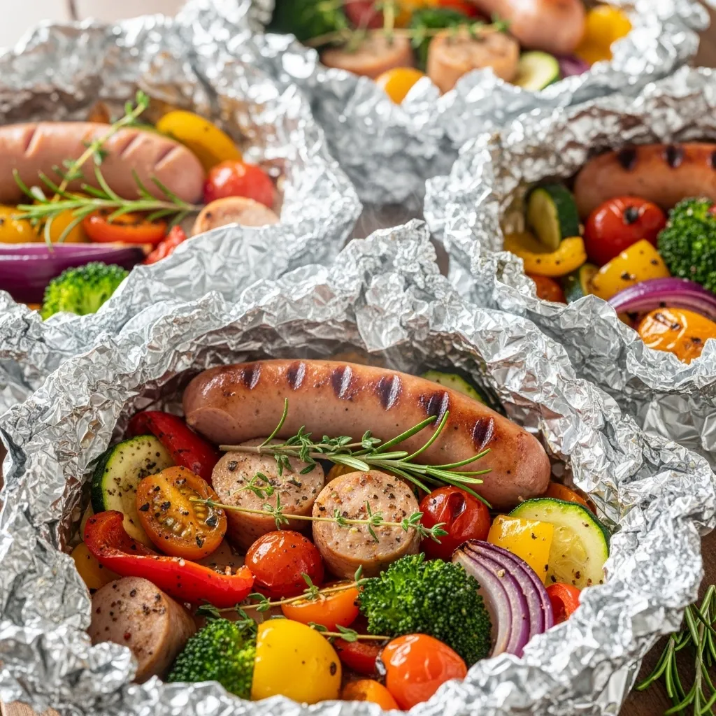 Quick Sausage And Veggie Foil Packets