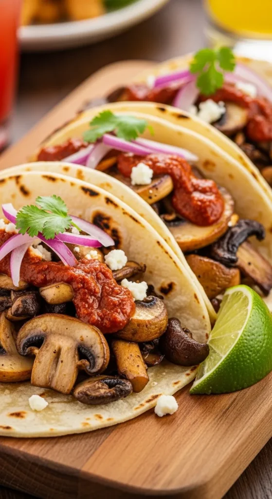 Mushroom Tacos with Chipotle Sauce