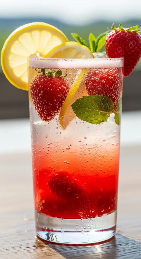 Strawberry Lemon Fizz Mocktail