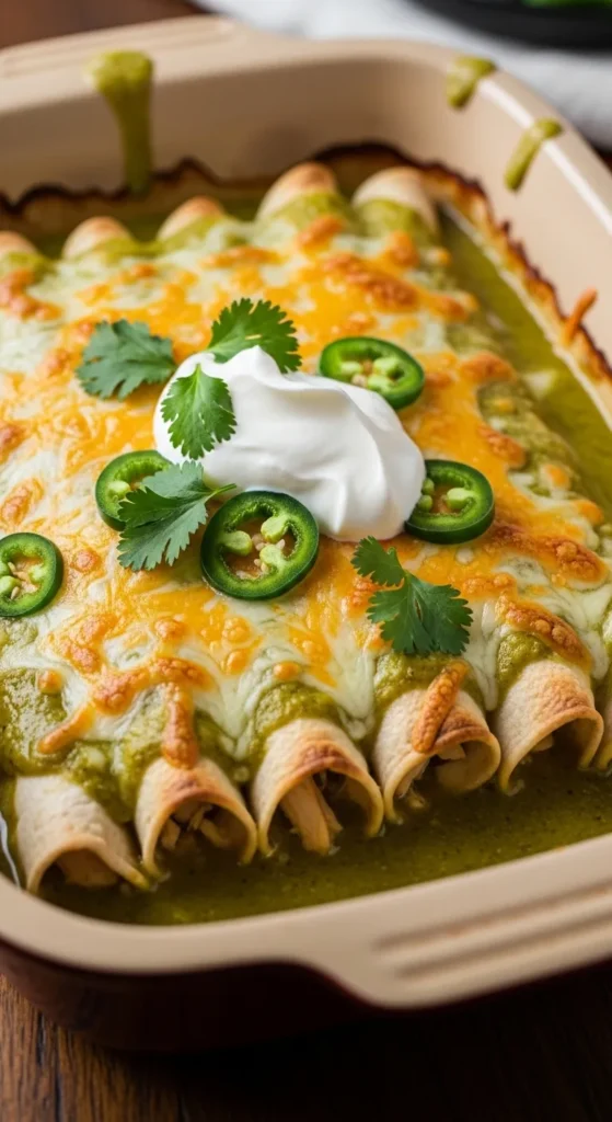 Easy Chicken Enchiladas with Green Sauce