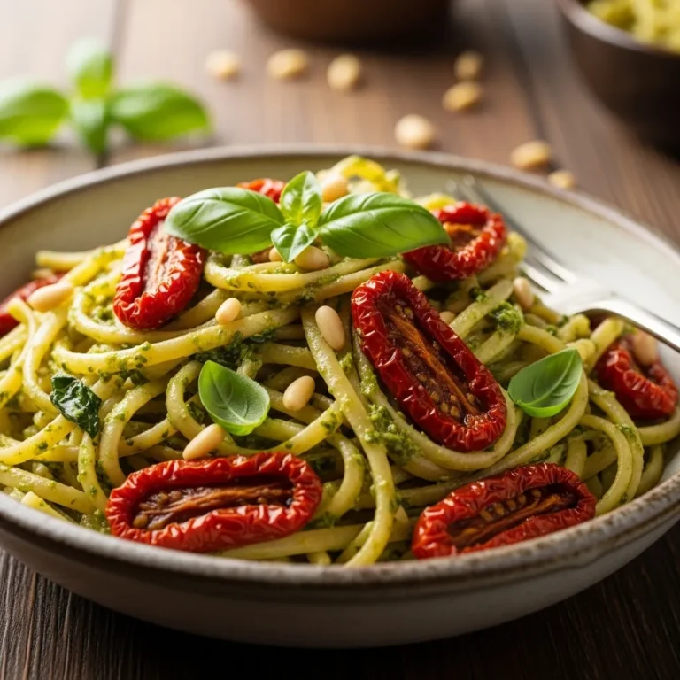 Pesto Pasta with Sun-Dried Tomatoes
