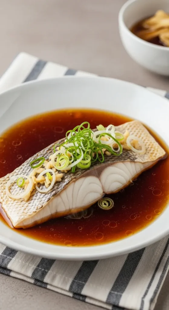 Steamed Halibut with Ginger Soy Sauce