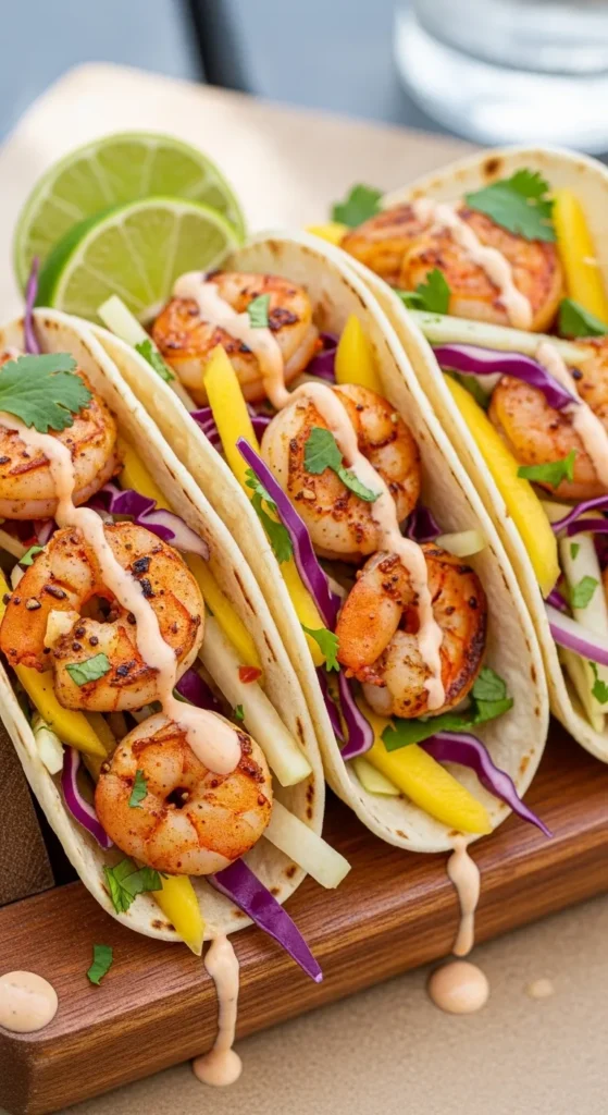Shrimp Tacos with Mango Slaw