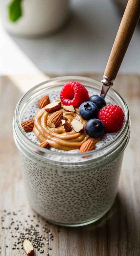 Chia Seed Pudding With Almond Milk and Protein Powder