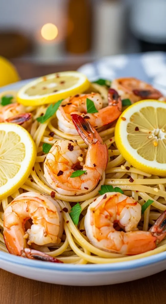 15-Minute Lemon Garlic Shrimp Pasta