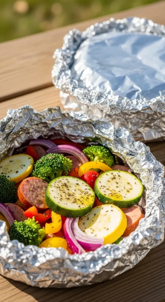 Quick Sausage And Veggie Foil Packets