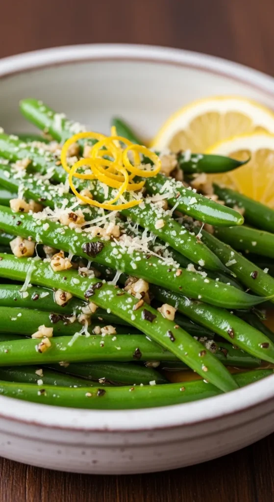Lemon Butter Green Beans With Garlic And Parmesan