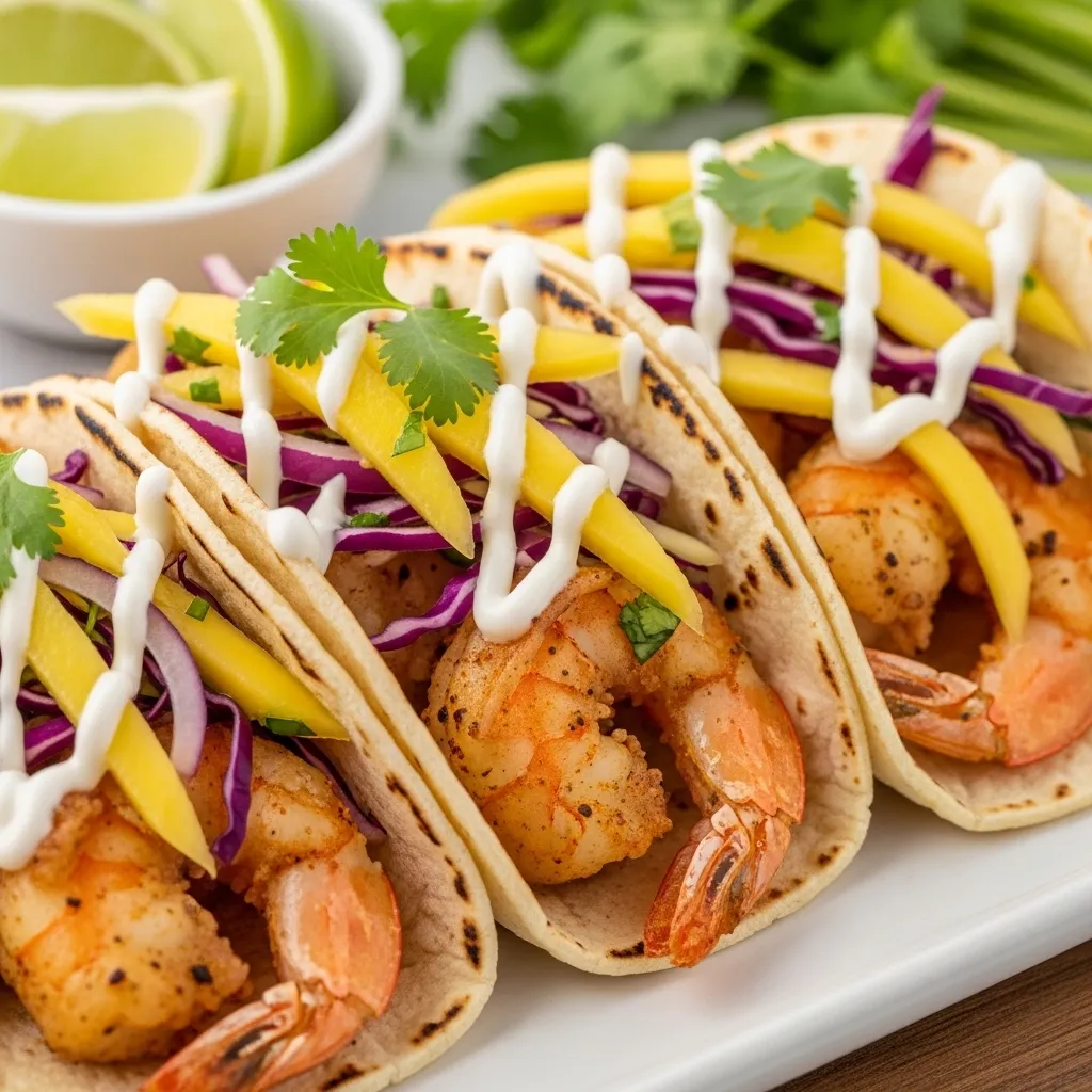 Shrimp Tacos with Mango Slaw