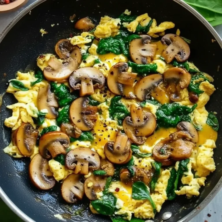 Easy Mushroom Spinach Scrambled Eggs