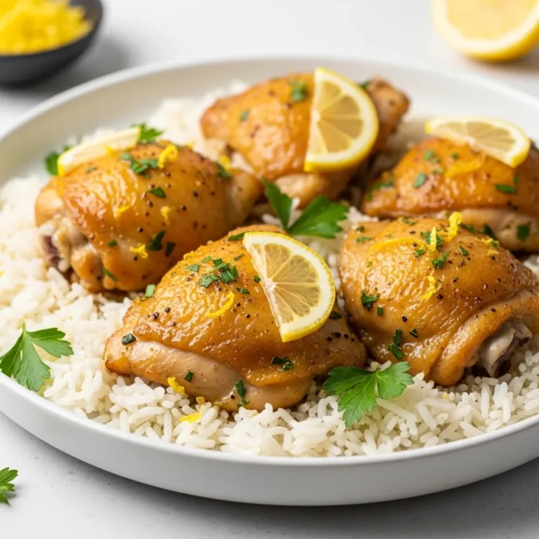 Lemon Herb Chicken Thighs and Rice Crockpot