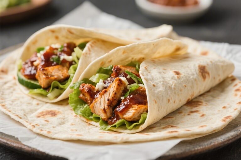 Healthy BBQ Chicken Flatbread Wraps Recipe