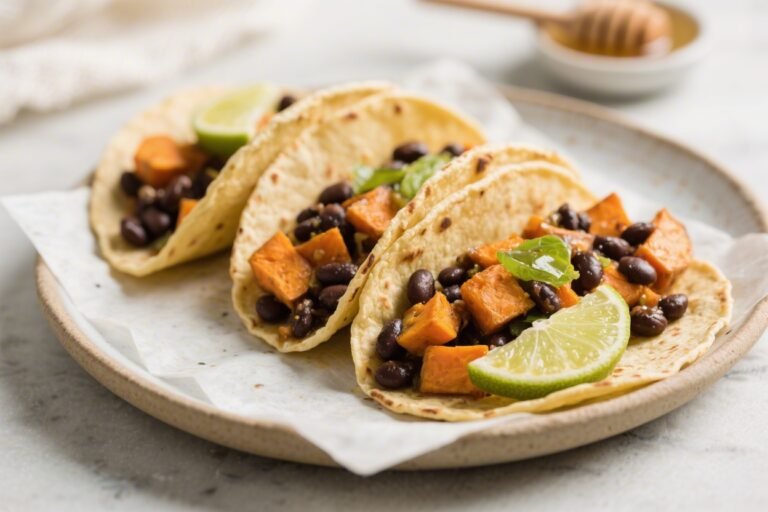 Healthy Sweet Potato and Black Bean Tacos (with honey and lime) – Bright, Easy, and Flavor-Packed