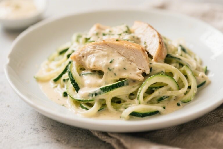 Quick Zucchini Noodle Chicken Alfredo – Fast, Creamy, and Light