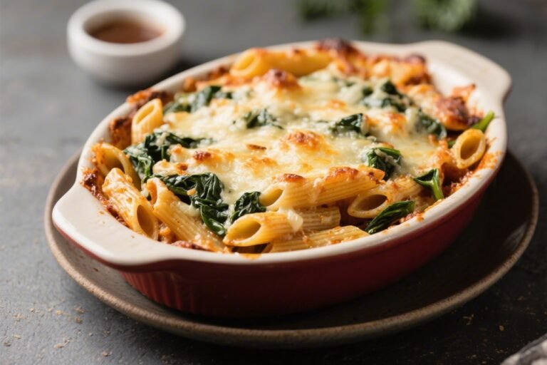 Baked Penne with Spinach and Cheese – Cozy, Creamy, And Crowd-Pleasing