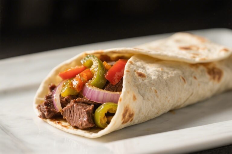 Steak Burrito With Peppers and Onions
