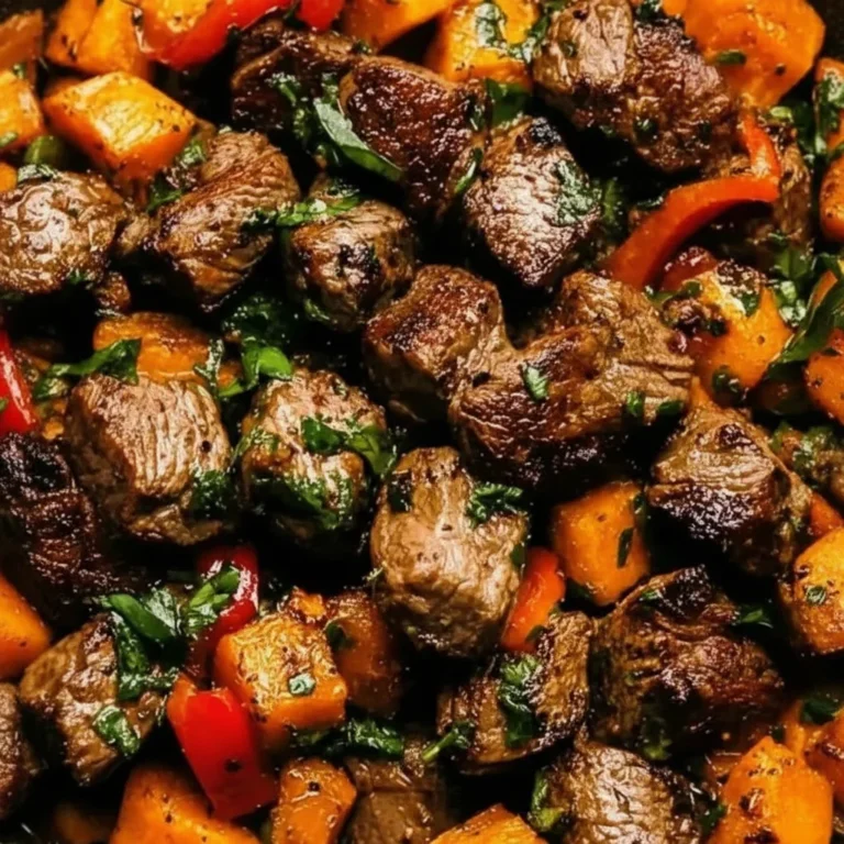 Steak Bites with Sweet Potatoes and Peppers