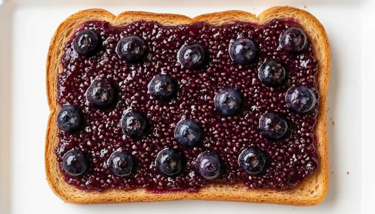 Quick Blueberry Chia Jam Toast for Breakfast or Snack