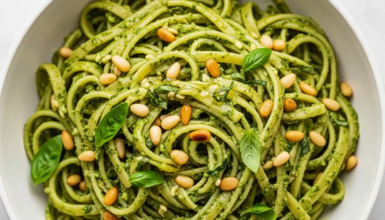 Spinach Pesto Pasta with Pine Nuts