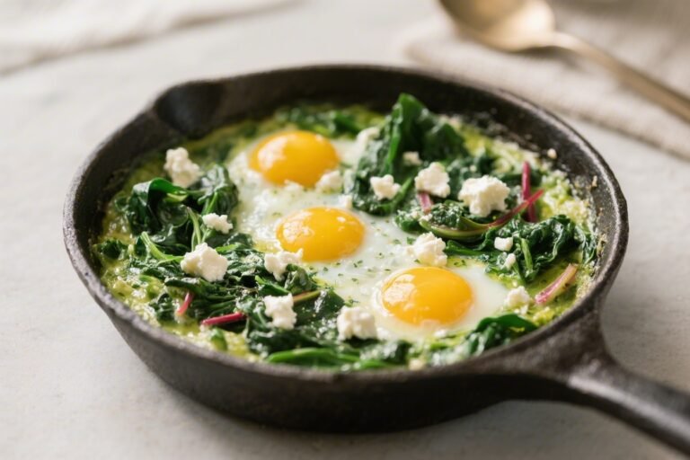Green Shakshuka With Spinach, Chard & Feta