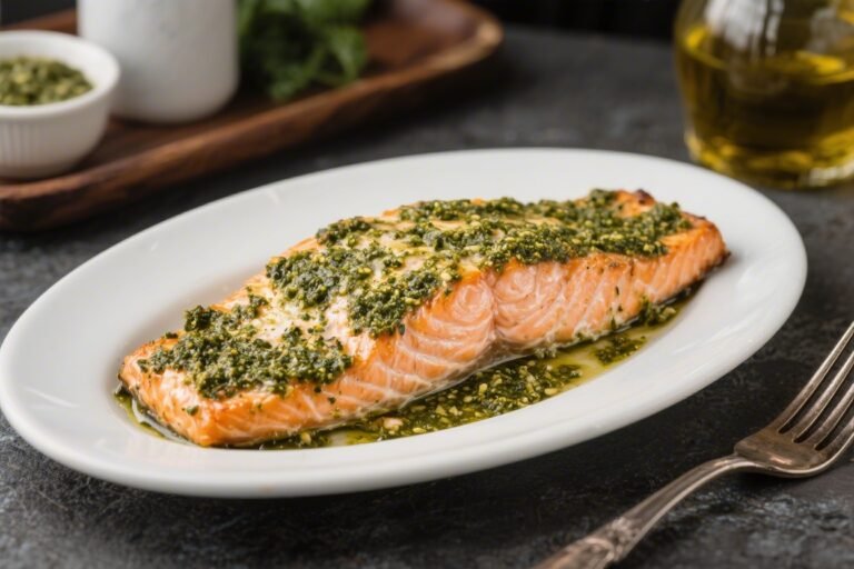 Italian Baked Salmon With Pesto – Simple, Fresh, and Flavorful
