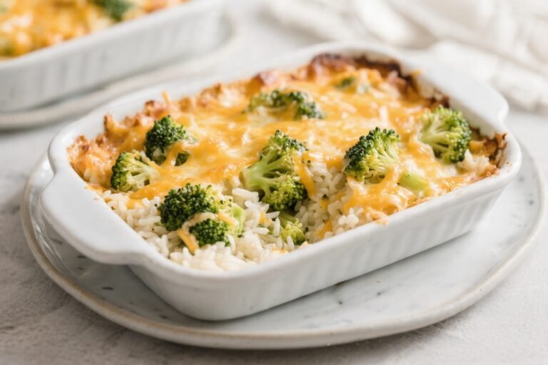 Cheesy Broccoli Rice Casserole for Two Easy Comfort Dinner