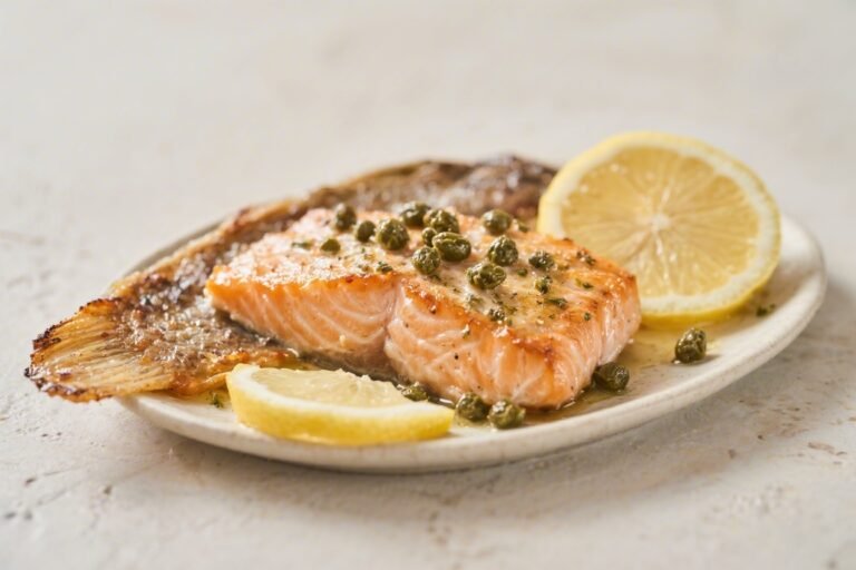 Salmon Lemon Capers Baked Sole