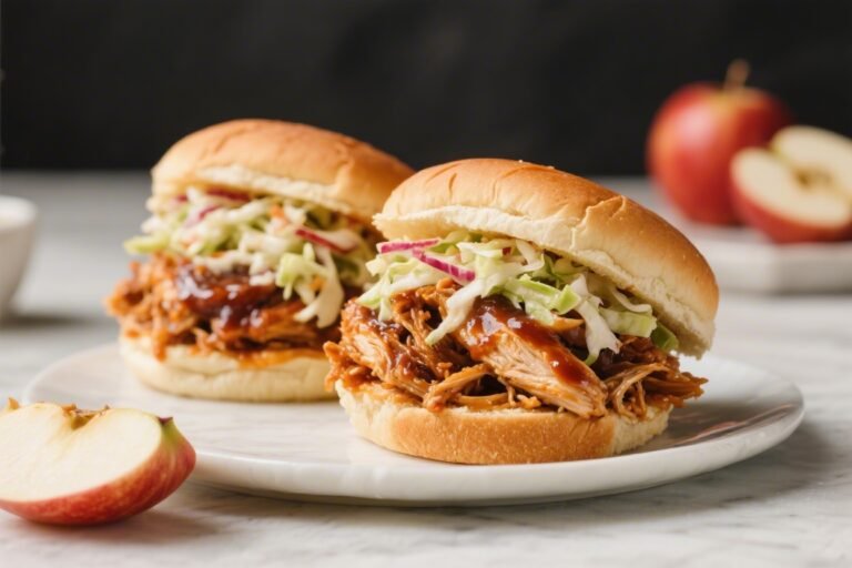 Apple BBQ Pulled Chicken Sandwiches With Apple Slaw