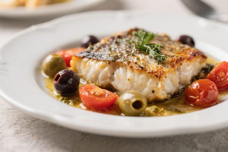 Mediterranean Baked Cod With Tomatoes and Olives