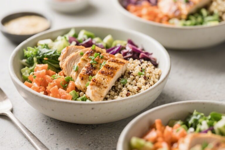 Low Calorie High Protein Lunch With Quinoa Chicken Power Bowl Recipe