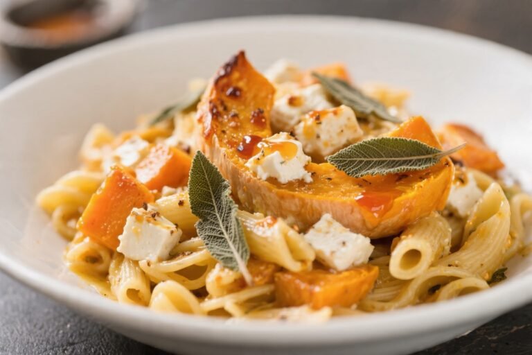 Butternut Squash Baked Feta Pasta With Sage and Hot Honey
