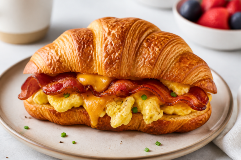 Breakfast Croissant Sandwich – Buttery, Savory, and Ready Fast