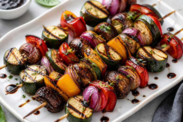Easy Grilled Veggie Skewers With Balsamic Glaze Recipe for Summer BBQs