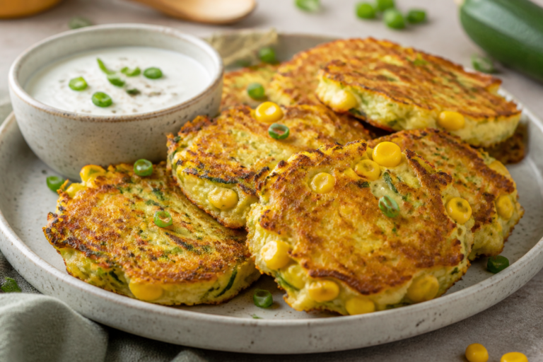 Vegan Zucchini and Corn Fritters
